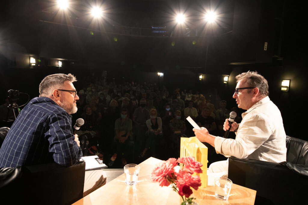 Zbigniew Zamachowski i Krzysztof Spór podczas spotkania w ramach 15. DWF